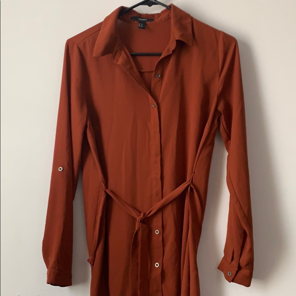 Burnt Orange Forever 21 Tie Dress